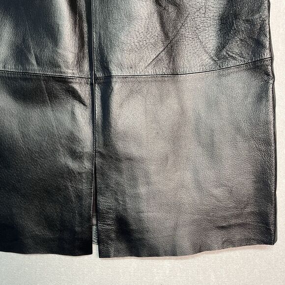 Vintage CLIO 100% Leather Pencil Skirt Size 8 |‎ 90s Minimalism Capsule Wardrobe - Picture 6 of 10